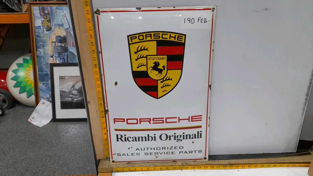 Lot 190 - PORSCHE RICAMBI ENAMEL SIGN