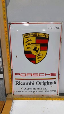 Lot 190 - PORSCHE RICAMBI ENAMEL SIGN