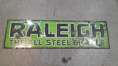 Lot 417 - RALEIGH "THE ALL-STEEL BICYCLE" SIGN 84" X 24"