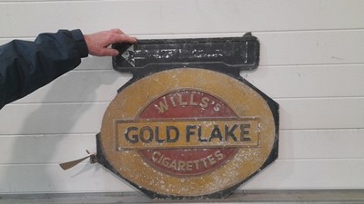 Lot 464 - WILLS'S GOLD FLAKE CIGARETTES SIGN 25" X 27" CAST ALUMINIUM