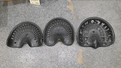 Lot 447 - SET OF 3 CAST IRON TRACTOR SEATS