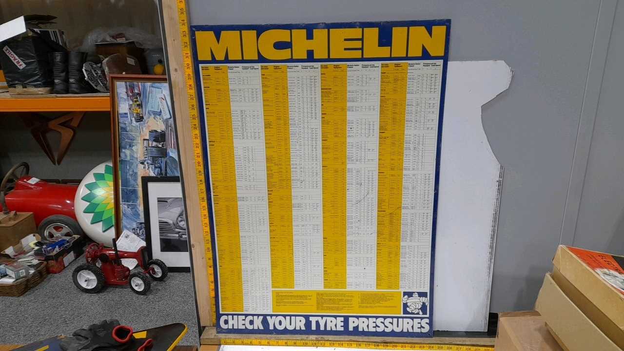 Lot 527 - TIN MICHELIN TYRE PRESSURE CHART