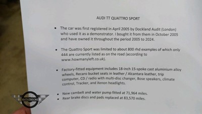 Lot 545 - 2005 AUDI TT QUATTRO SPORT