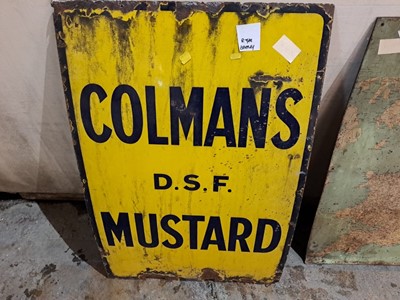 Lot 654 - COLMANS MUSTARD ENAMEL SIGN 24" X 36"