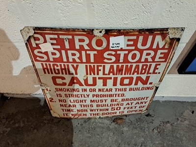 Lot 670 - PETROLEUM SPIRIT STORE CAUTION SIGN  24" X 24"