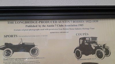 Lot 488 - LARGE FRAMED AUSTIN 7 PICTURES FROM 1922-1939