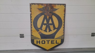 Lot 468 - ENAMEL AA HOTEL SIGN 22" X 30"