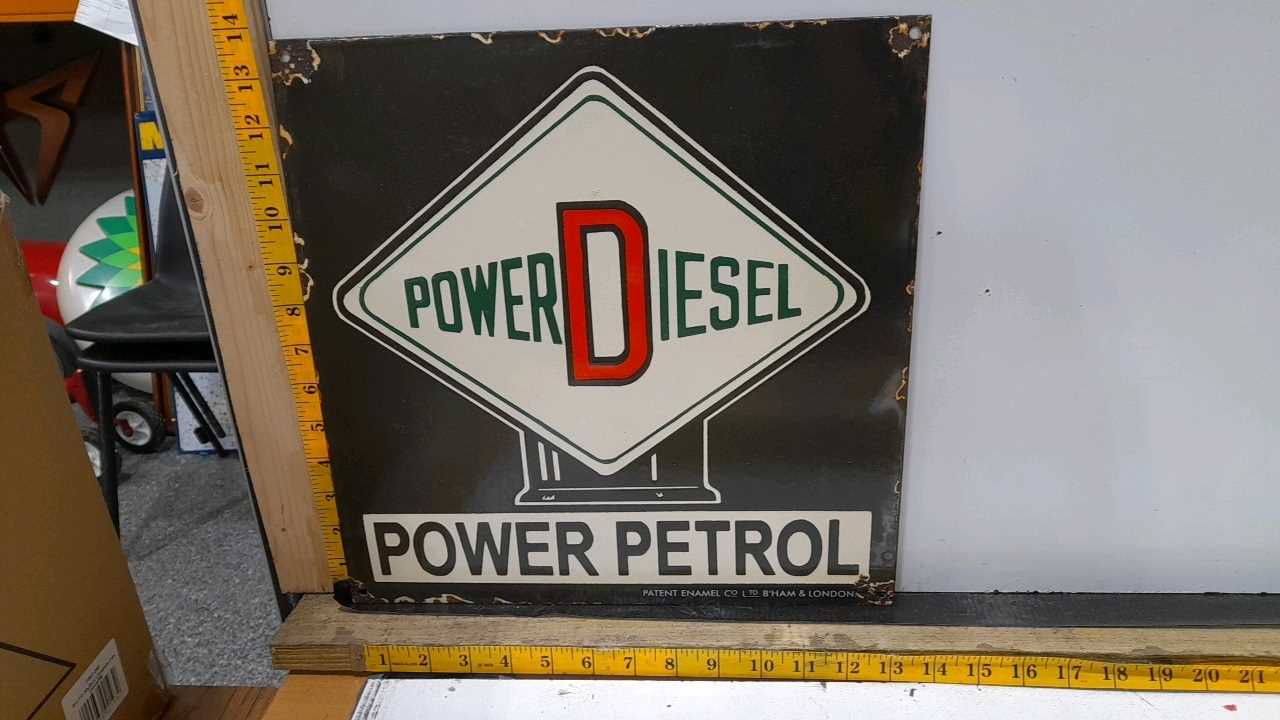 Lot 11 - POWER DIESEL ENAMEL SIGN 14" X 14"