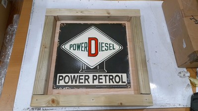 Lot 11 - POWER DIESEL ENAMEL SIGN 14" X 14"