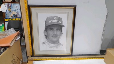 Lot 409 - AYRTON SENNA FRAMED DRAWING