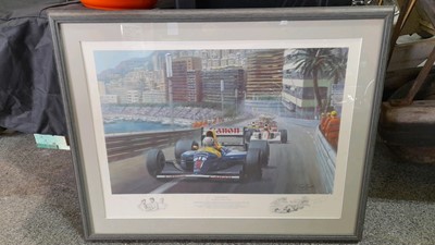 Lot 318 - FRAMED PICTURE OF NIGEL MANSELL AT MONACO  IN 1992 SEASON LIMITED EDITION  185 OF 600