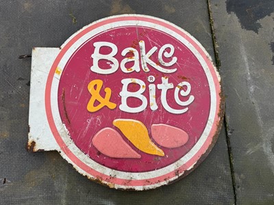 Lot 127 M - BAKE AND BITE DOUBLE SIDED SIGN  21" X 19"