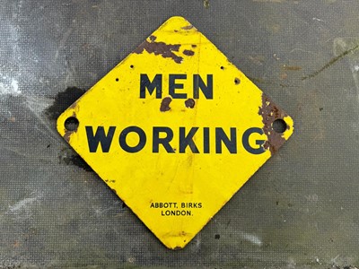 Lot 177 - MEN WORKING ENAMEL SIGN 15" X 15"