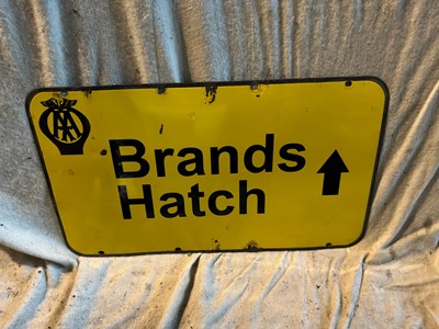 Lot 373 - BRANDS HATCH AA ENAMEL SIGN  12" X 30"