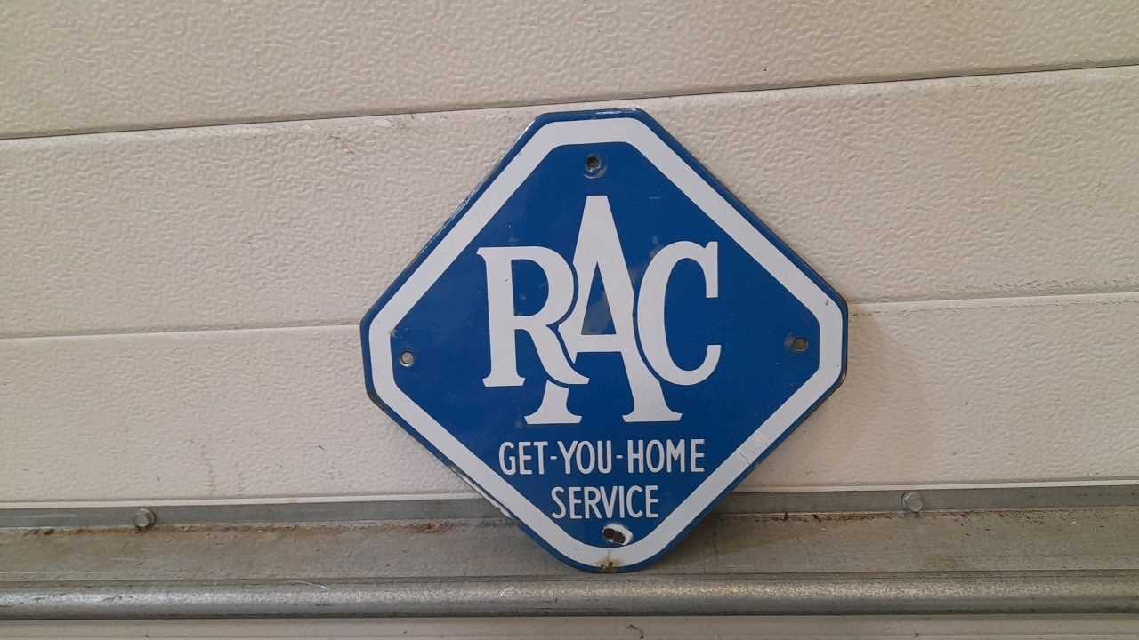 Lot 112 - RAC GET YOU HOME ENAMEL SIGN 9" X 9"