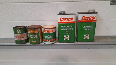 Lot 436 - 2X CASTROL OIL TINS & 3X CASTROL GREASE TINS