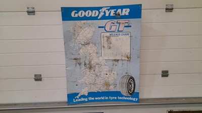 Lot 519 - METAL GOOD YEAR MILEAGE CHART OF ENGLAND