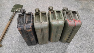 Lot 644 - 1944 MILITARY SPADE & 4 JERRY CANS