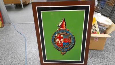 Lot 111 M - LONDON & SOUTH WESTERN RAILWAY ,PRE 1922 CRESTM ON MOUNTED PANEL 22" X 28"