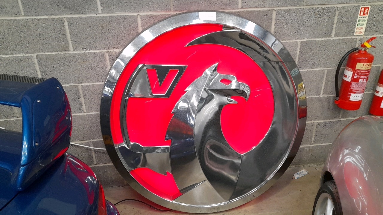 Lot 2 large vauxhall dealer light up sign 55 x 8 