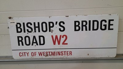 Lot 148 - BISHOP'S BRIDGE ROAD CITY OF WESTMINSTER W2 STREET SIGN 43" X 17.5"