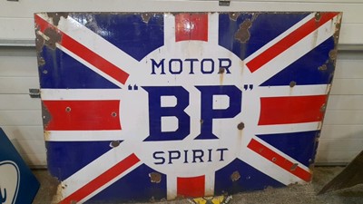 Lot 441 - BP MOTOR SPIRIT ENAMEL SIGN 72" X 48"