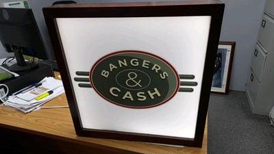 Lot 61 - BANGERS AND CASH LIGHT UP SIGN 21.5" X 21.5"
