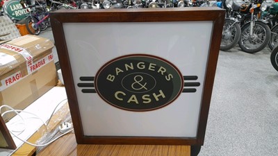 Lot 61 - BANGERS AND CASH LIGHT UP SIGN 21.5" X 21.5"