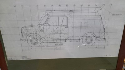 Lot 150 - AUSTIN GPO ENGINEERS VAN FRAMED ASSEMBLY PLANS (1960)  31" X 25"