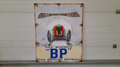 Lot 306 - HAND PAINTED BP THE BRITISH PETROL CANVAS SIGN 27.5" X 39"