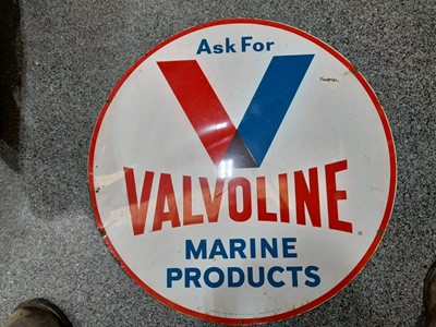 Lot 16 M - VALVOLINE MARINE PRODUCTS DOUBLE SIDED SIGN 30" DIA