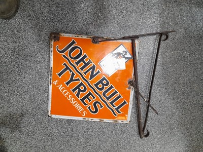 Lot 47 - JOHN BULL TYRES HANGING, DOUBLE SIDED  SIGN 18.5 "X 18.5"