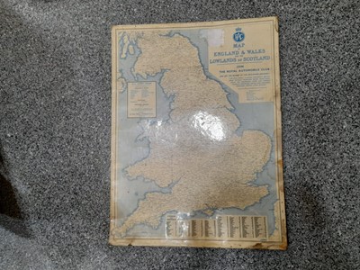 Lot 89 - RAC TIN MAP OF ENGLAND WALES & LOWLANDS OF SCOTLAND 24" x 18"