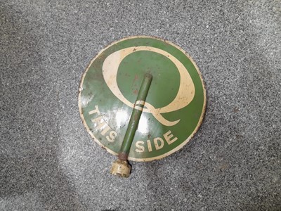 Lot 98 M - Q THIS SIDE REVOLVING  ENAMEL  BUS  SIGN  DOUBLE SIDED