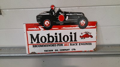 Lot 388 - MOBILOIL ,DOUBLE SIDED,WALL MOUNTED ENAMEL SIGN 16.5" X 11"