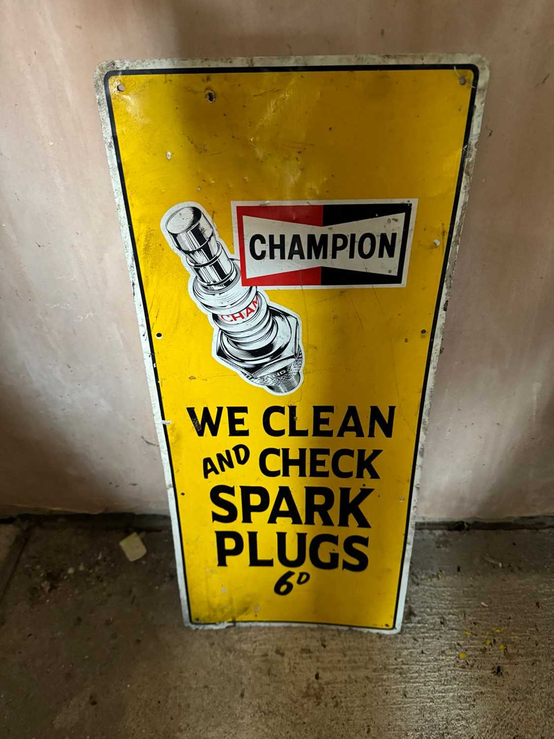 Lot 97 - CHAMPION SPARK PLUG SIGN 23" x 10"