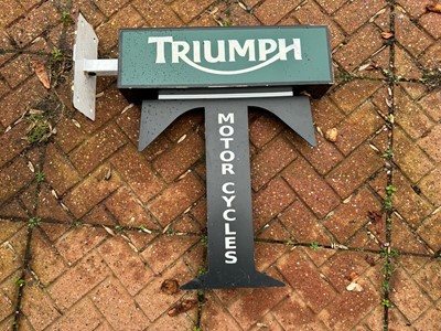 Lot 115 - TRIUMPH MOTOR CYCLES , DOUBLE SIDED WALL MOUNTED SIGN 23" X 24"