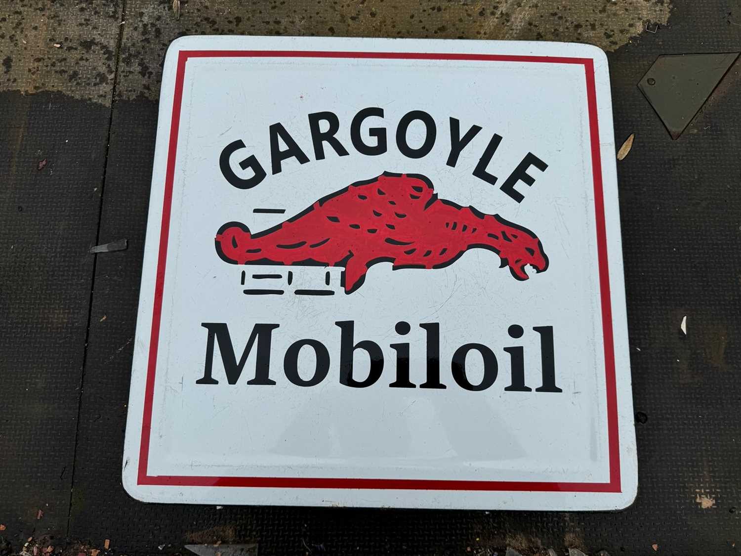 Lot 121 - GARGOYLE MOBILOIL ENAMEL SIGN 17" X 17"