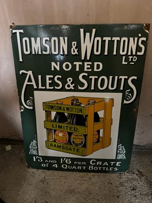 Lot 209 - TOMSONS & WOTTON'S ALES & STOUTS SIGN 19" X 24"