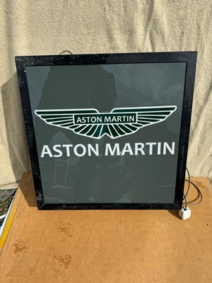 Lot 334 - ASTON MARTIN LIGHT UP SIGN 24" X 24"