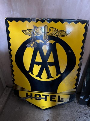 Lot 432 - AA HOTEL ENAMEL SIGN 30" X 22"