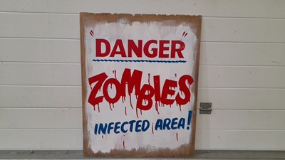 Lot 99 - WOODEN ZOMBIE GHOST TRAIN SIGN