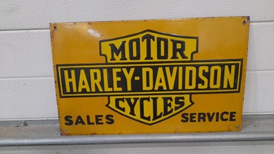 Lot 209 - HARLEY DAVIDSON MOTORCYCLES SALES & SERVICE ENAMEL SIGN