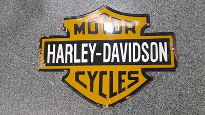 Lot 217 - HARLEY DAVIDSON MOTORCYCLES ORIGINAL ENAMEL SIGN