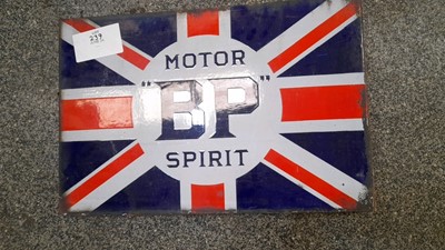 Lot 239 - BP MOTOR SPIRIT SIGN, DOUBLE SIDED, WALL MOUNTED