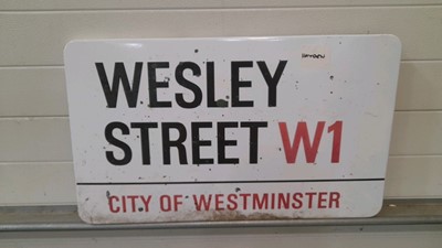 Lot 226M - WESLEY STREET W1 STREET SIGN 29" X 18"