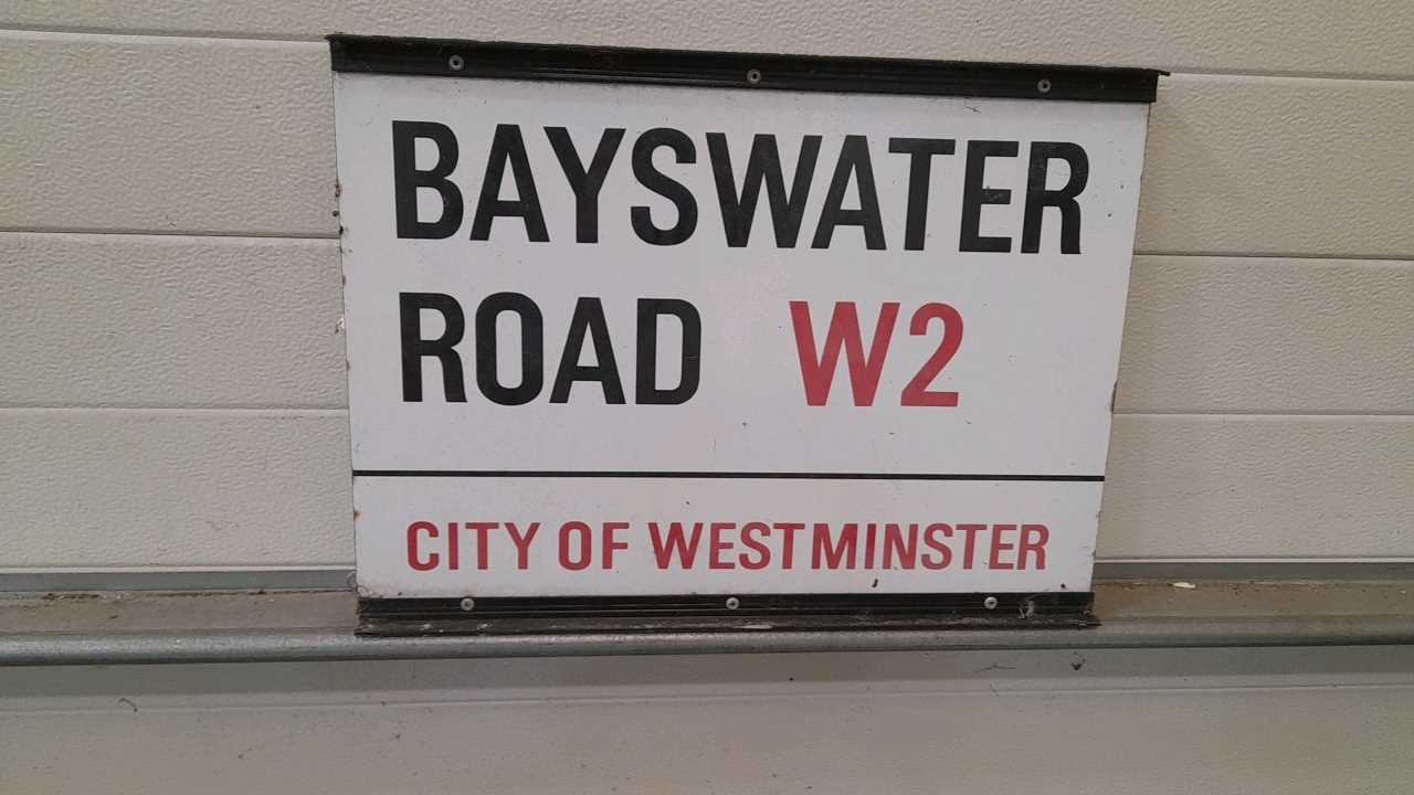 Lot 245 - BAYS WATER ROAD W2 DOUBLE SIDED STREET SIGN 21" X 15"