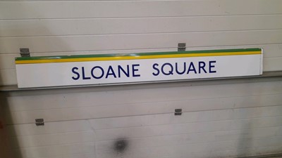 Lot 283 - LONDON UNDERGROUND SLOANE SQUARE ENAMEL SIGN 79" X 10"