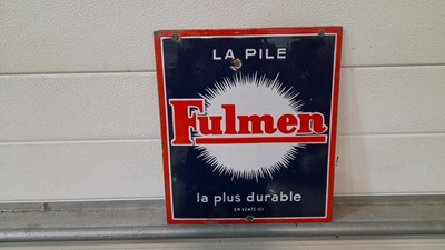 Lot 735 - FULMEN DOUBLE SIDED ENAMEL SIGN 11.5" X 13" - ALL PROCEEDS TO CHARITY