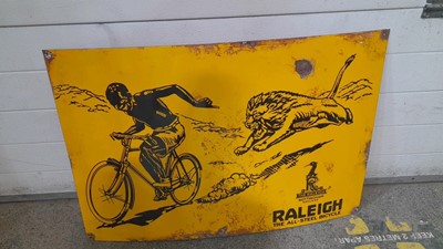 Lot 13 - RALEIGH BICYCLE ENAMEL SIGN 36" X 24"